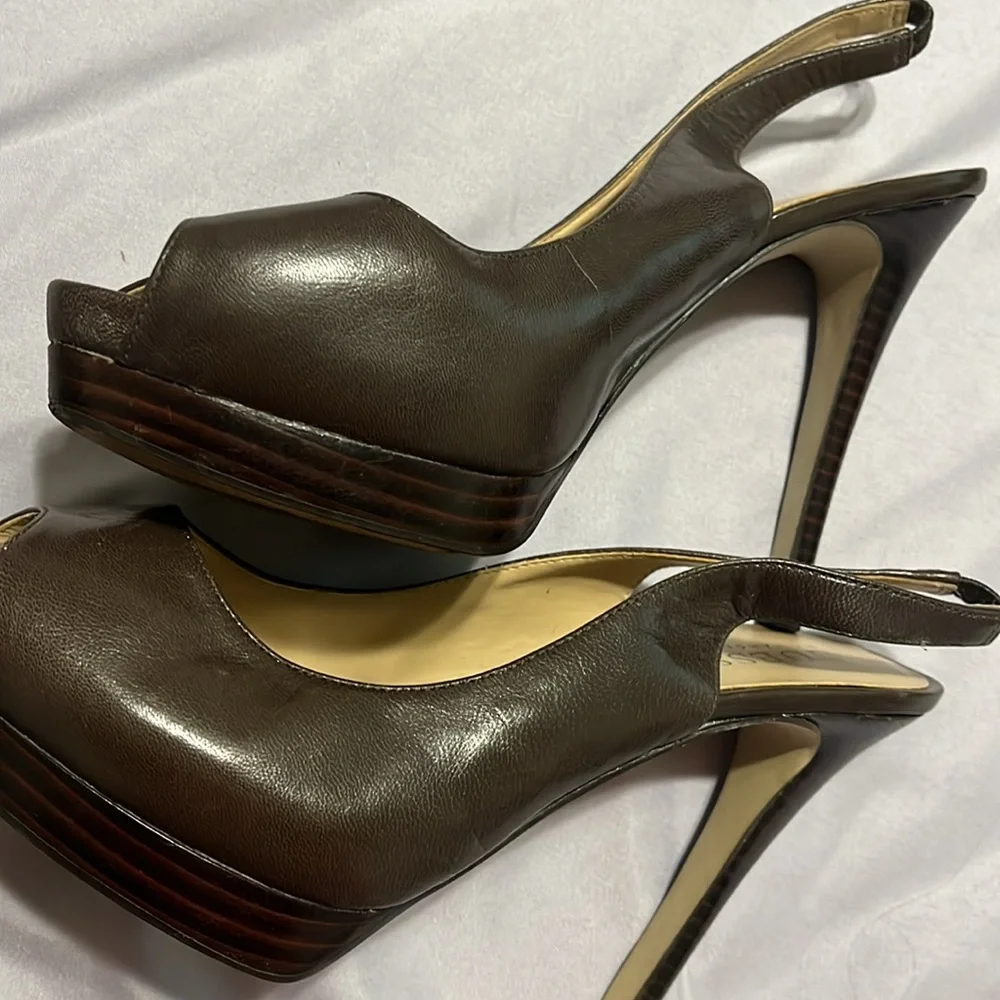 Brown Guess Peep Toe Platforms